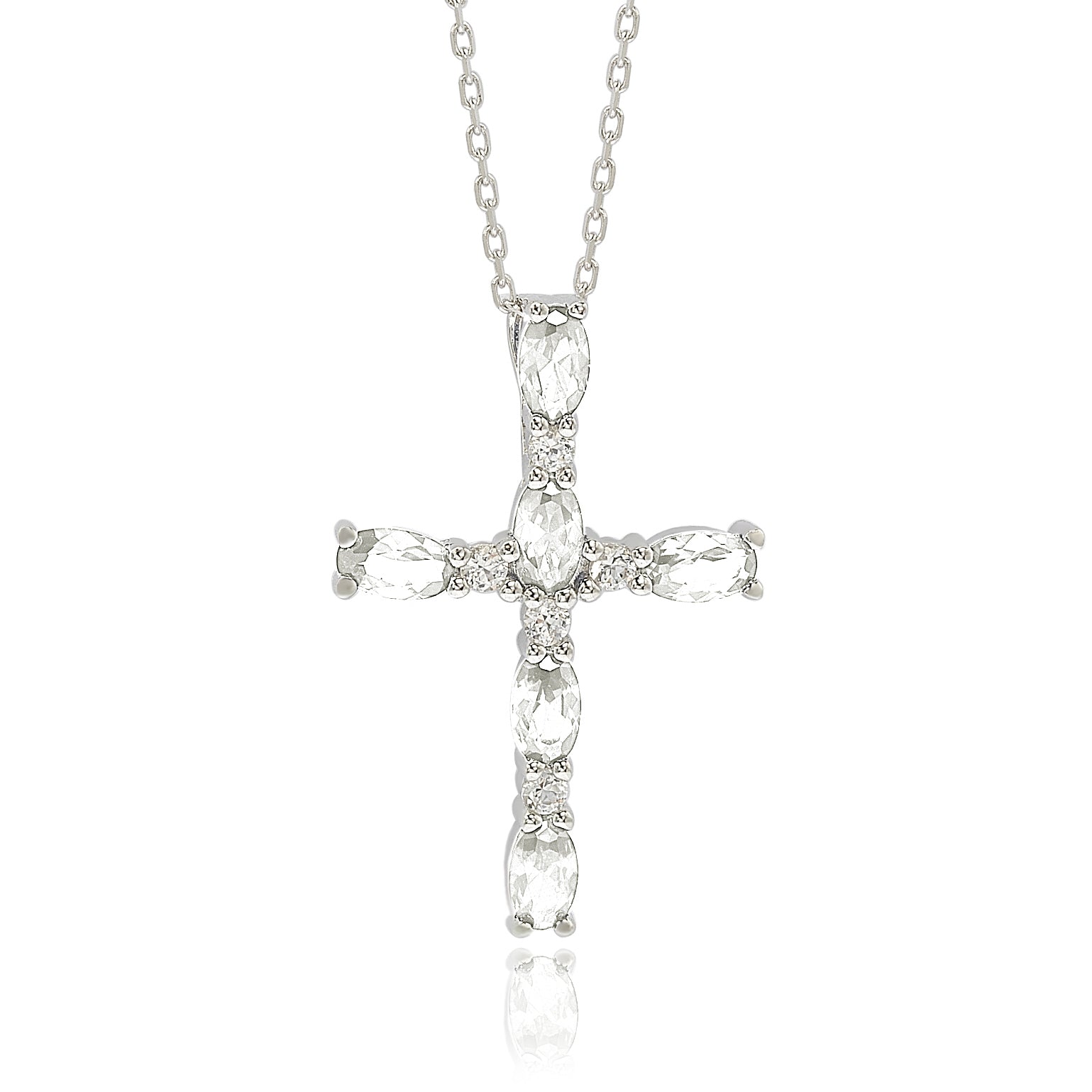 Suzy Levian Sterling Silver White Topaz Cross Pendant – SUZY