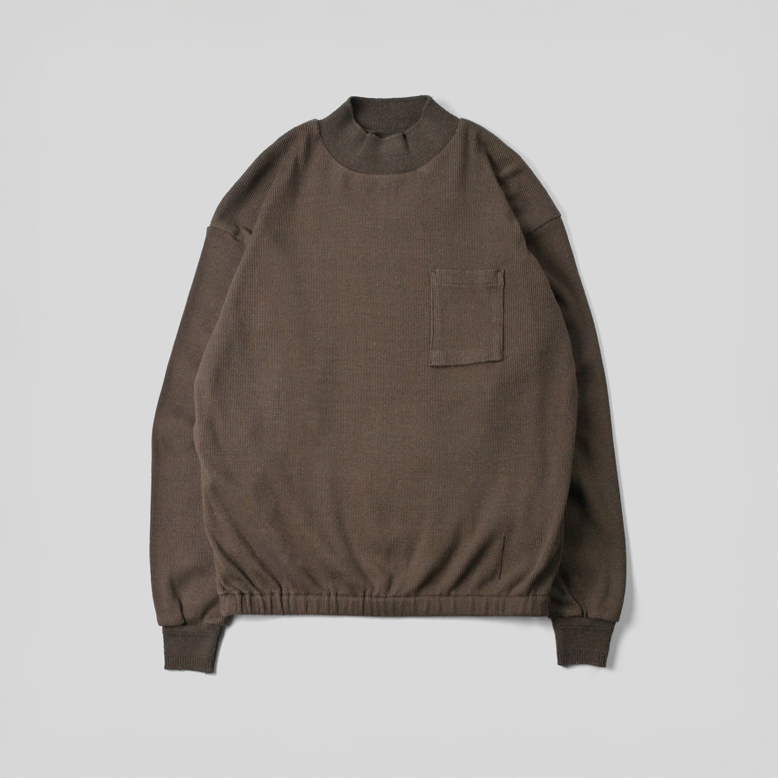 OLD JOE｜MOCK-NECK SILK NEP RIBED TOPS- STOTELA clothing store