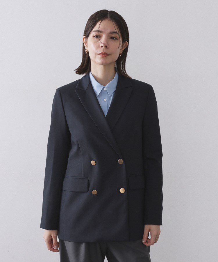 金ボタンダブルブレストテーラードジャケット【洗える】（テーラード