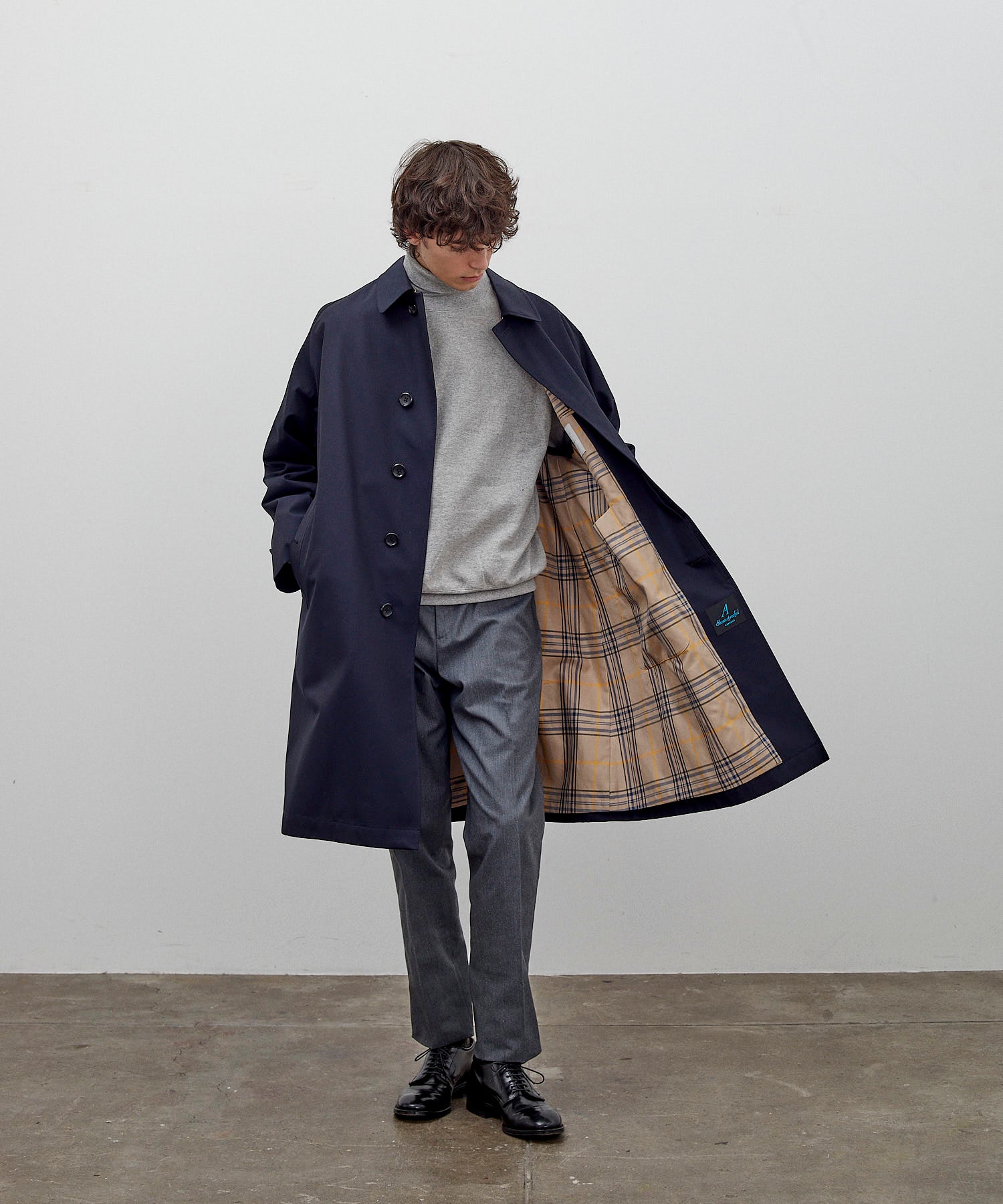 SINGLE RAGLAN COAT 1 / GABARDINE NAVY – ANATOMICA OFFICIAL ONLINE