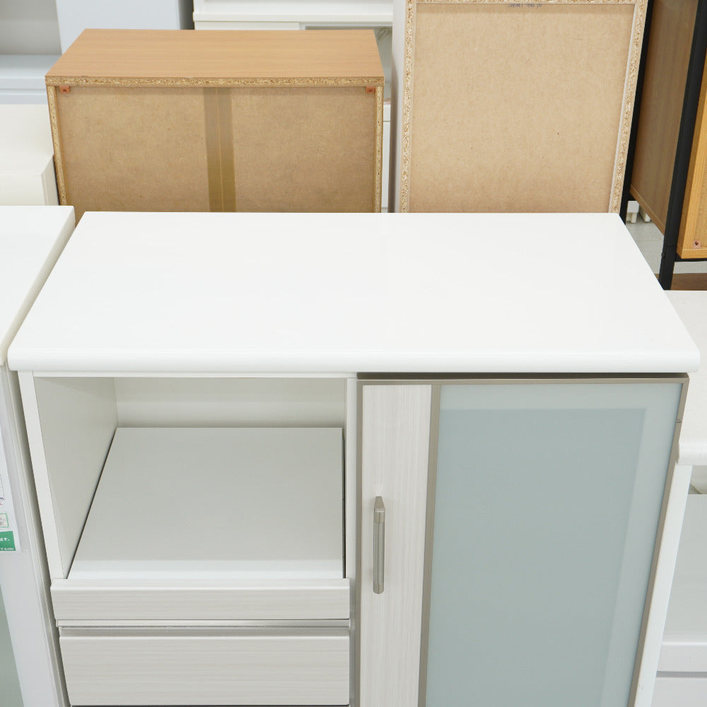 NITORI (ニトリ) 家具 キッチンカウンター レンジボード 食器棚 ガラス