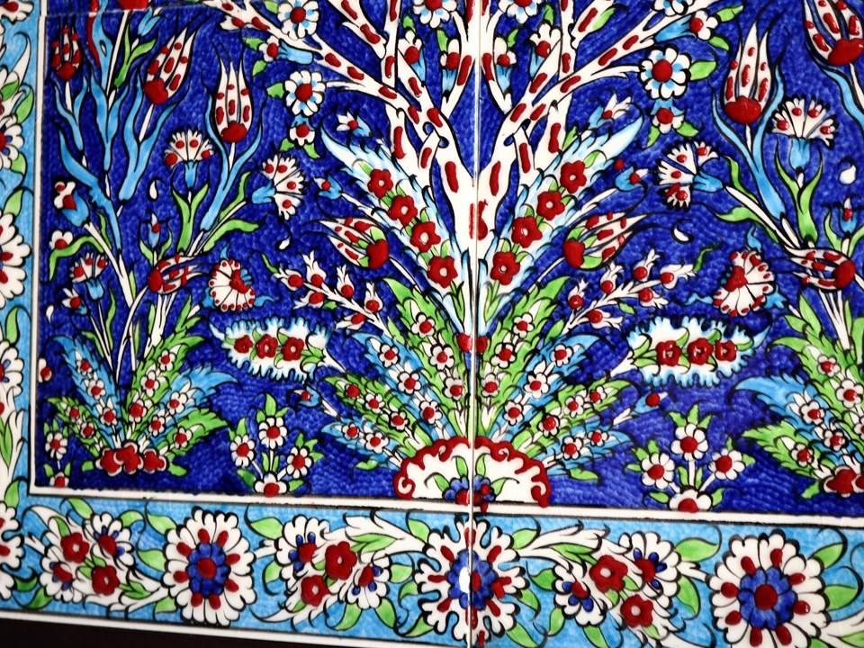 トルコ陶器 キュタフヤ パネルタイル6枚 大型 トルコ陶器 キュタフヤ