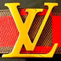 ⭕ルイヴィトン ダミエポップ イニシャル リバーシブルベルト 赤黒/茶