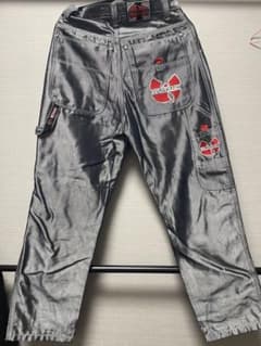 WUTANG ウータンクラン オーバーサイズ 光沢 シルバーデニム バギー