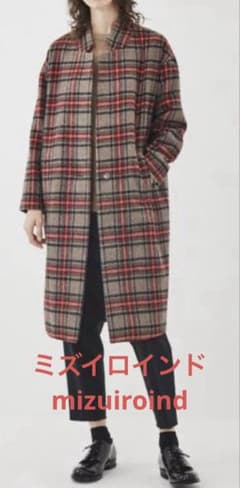 mizuiro ind チェック柄ロングコート サイズフリー ウール混紡 - メルカリ