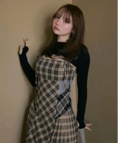 andmary Nadia check long dress beige - メルカリ