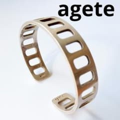 希少】agete (アガット)シルバーバングル男女兼用 パンチング スクエア