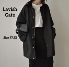 Lavish Gate撥水ステンカラーハーフコートコーディロイ襟ブラックFREE