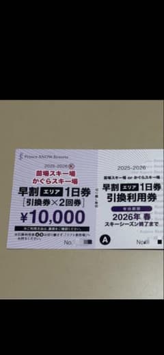 苗場・かぐら早割エリア1日券 引換券×1回券 - メルカリ