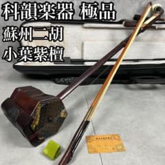 希少 科韻楽器 極品 蘇州二胡 柳城碧藍煙外染 べっ甲 彫刻絵 弓 レザー