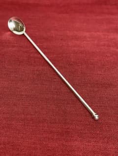 ドイツ製 純銀925S、マドラー＋ストロー＋ミキサー付スプーン