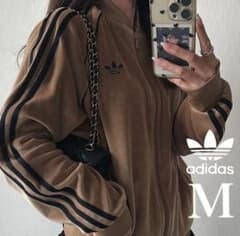 新品M】adidas アディカラー ブラウン ベロア トラックトップ 風早ゆう