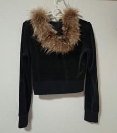 ○バーバリーブルーレーベル ラクーン 毛皮 ファー パーカー 38黒