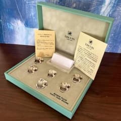 新品未使用レアERCUISエルキューイ銀カエルネームプレート台6匹お箱