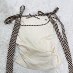 美品 Andmary Alice check ribbon tops - メルカリ