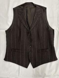 ラルディーニ ダークブラウン ストライプ フランネル スーツベスト