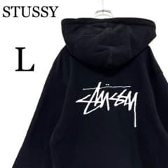 STUSSY】 ステューシー 両面刺繍ロゴ パーカー 黒 L ☆希少デザイン