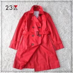美品 23区 トレンチコート 38 M レッド ベルト付き ストライプ 赤