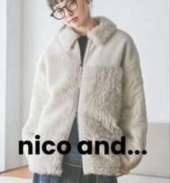 nico and パッチワークボアブルゾン アイボリー フリーサイズ