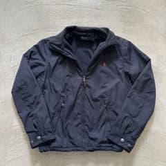 90s ラルフローレン ウォームアップジャケット ネイビー 裏フリース