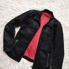 美品☆ノーアイディー 黒 レザー（豚革）シングルライダースジャケット
