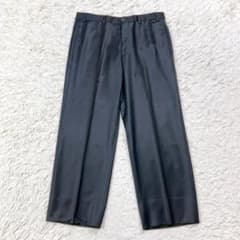 美品 アルマーニコレツォーニ ワイド スラックス 48 ダークグレー 光沢