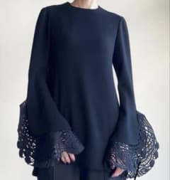 mame kurogouchi マメクロゴウチ レース カフス ブラウス 黒 - メルカリ