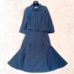 セルフォード ワンピース 濃紺 ネイビー ベルト 38 春夏 Aライン 結婚