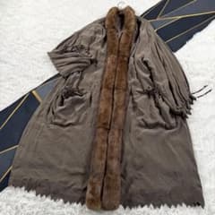 セーブル】フェンディ カーキブラウン系 コート 本毛皮 XL AA282