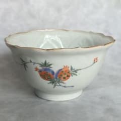 古伊万里 色絵 柘榴 向付 陽刻 猪口 江戸時代 骨董 金継ぎ