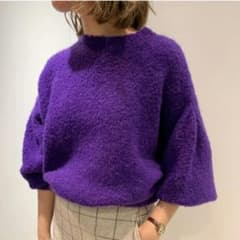 ESTNATION ブークレーカシミヤクルーネックニット アルパカ シルク 紫