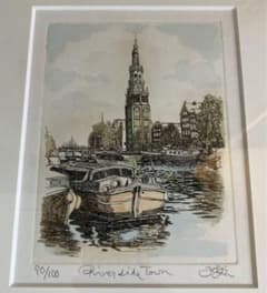 織田義郎 River side town 銅版画 手彩色 作者自筆サイン 額装 - メルカリ