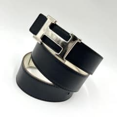 タピタピ様エルメス✨Hベルト ネイビー ホワイト シルバー金具 H刻印