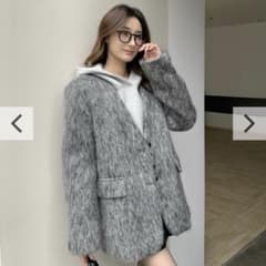 新品】バースデーバッシュ シャギーノーカラージャケット グレー