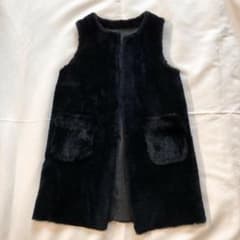 Zelal 元町ゼラール 羊革 ムートン ロングベスト リバーシブル