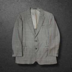 90sバーバリーズ千鳥格子チェックテーラードジャケットブラウンXL