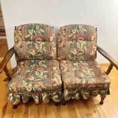 美品 飛騨産業 キツツキ 穂高 花柄 2人掛けソファ 2P、二人掛け 定価24