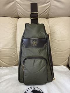 ハンティングワールド ボディバッグ バチューレザー モスグリーン 美品