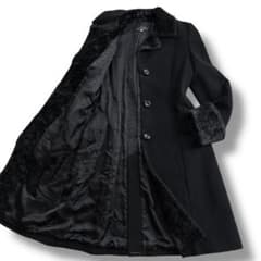 美品】レキップ ヨシエイナバ カシミヤ混 ロングコート ベロア切り替え