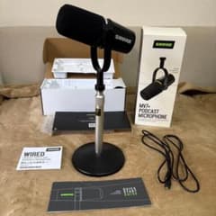美品】SHURE MV7+ ブラック｜オーディオテクニカデスクマイクスタンド