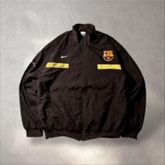 90s00s NIKEトラックジャケットFCバルセロナプリントロゴブラウンY2K