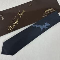 極美品【Dominique France】ネクタイ ネイビー リーフ柄 刺繍 - メルカリ