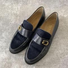 美品【値下げ】GUCCI グッチ ローファー コンビ GG ハラコレザー Gロゴ