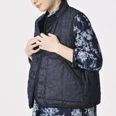 美品✨45R 45プチデニム×厚ナイロンの908キルトベスト リバーシブル