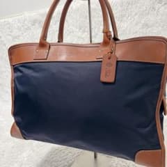 ✨美品✨ フェリージ ブリーフケース ナイロン レザー 紺茶 B4可