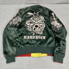 448 HOUSTONスカジャン リバーシブル仕様 蛇×ドクロ×観音 緑×黄 - メルカリ