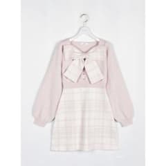 evelyn リボンチェックニット ピンク - メルカリ