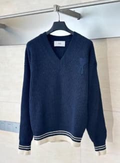 新品】アミパリスAmiparis セーターVネックニット ネイビーLL - メルカリ