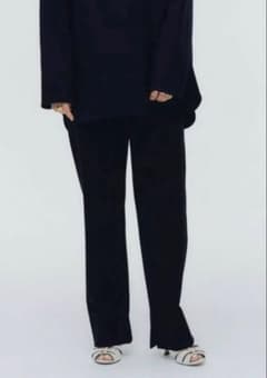 値下げ】新品未使用 yori ぬくぬくハンサムパンツ ネイビー 38サイズ