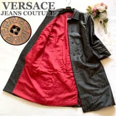 VERSACE ヴェルサーチ イタリア製 ロングコート シャドーロゴ 黒 M